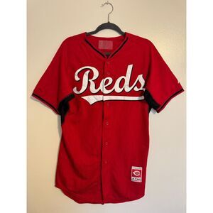 Cincinnati Reds Cool Base Button Up Baseball Jersey Red MLB Jersey